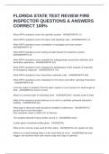 FLORIDA STATE TEST REVIEW FIRE INSPECTOR QUESTIONS & ANSWERS CORRECT 100&percnt;