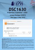DSC1630 Assignment 4 &lpar;ANSWERS&rpar; Semester 1 2025 - DISTINCTION GUARANTEED