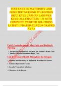 TEST BANK 0N MATERNITY AND PEDIATRIC NURSING 5TH EDITION RICCI KYLE CARMAN &vert; ANSWER KEYS &lpar;ALL CHAPTERS 1-51 WITH COMPLETE VERIFIED SOLUTIONS LATEST UPDATED 2025&sol;2026 GRADED AT A&plus;