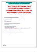 ALAT CERTIFICATION FINAL EXAM LATEST 2024&sol;2025 QUESTIONS AND ANSWERS  &lpar;REAL EXAM &rpar; 200 QUESTIONS AND ANSWERS &lpar;VERIFIED ANSWERS&rpar;