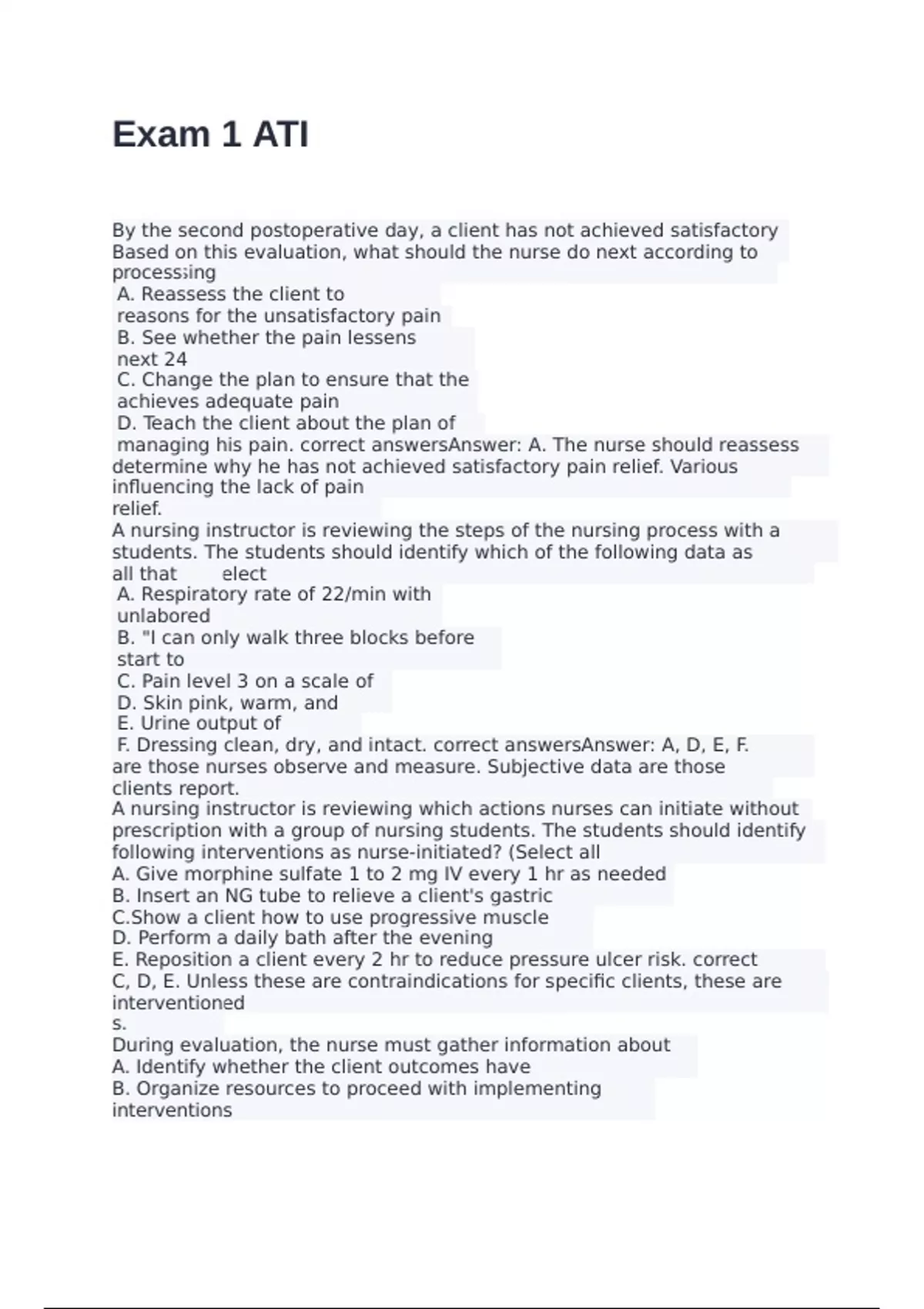 Exam 1 ATI with 100% correct answers 2025 - ExaATi - Stuvia US