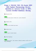 Exam 1&colon; NSG124&sol; NSG 124 &lpar;Latest 2025&sol; 2026 Update&rpar; Pharmacology Review&vert; Questions & Answers&vert; Grade A&vert; 100&percnt; Correct &lpar;Verified Solutions&rpar;- Herzing