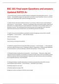 BSC 101 Final exam Questions and answers Updated RATED A&plus;