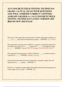 ACI CONCRETE FIELD TESTING TECHNICIAN  GRADE 1 ACTUAL EXAM WITH QUESTIONS  AND WELL-VERIFIED CORRECT ANSWERS &vert;  ALREADY GRADED A&plus; &vert; ACI CONCRETE FIELD  TESTING TECHNICIAN LATEST VERSION 2025  &vert;BRAND NEW 2025 EXAM