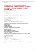 TS CULINARY NOCTI EXAM LATEST EXAM QUESTIONS AND CORRECT ANSWERS &vert; ALREADY GRADED A&plus; &vert; VERIFIED ANSWERS &vert; NEWEST VERSION 2025