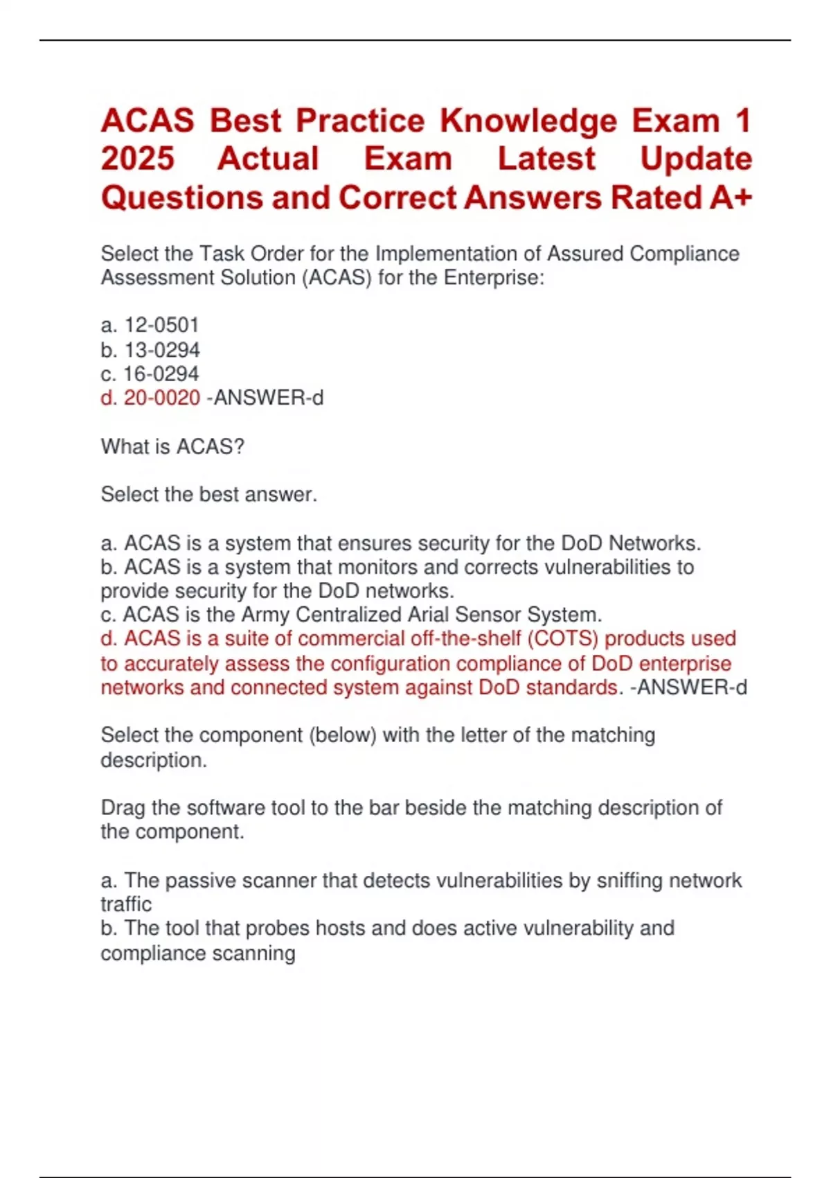 ACAS Best Practice Knowledge Exam 1 2025 Actual Exam Latest Update ...