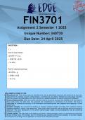 FIN3701 Assignment 2 &lpar;ANSWERS&rpar; Semester 1 2025 - DISTINCTION GUARANTEED