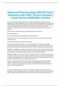 Advanced Pharmacology NSG 533 Test 1 Questions with 100&percnt; Correct Answers &vert; Latest Version 2025&sol;2026 &vert; Verified