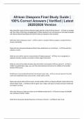African Diaspora Final Study Guide &vert; 100&percnt; Correct Answers &vert; Verified &vert; Latest 2025&sol;2026 Version