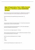 Age of Exploration Test &vert; 100&percnt; Correct Answers &vert; Verified &vert; Latest 2025&sol;2026 Version