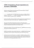 CWA Competency Exam Questions & Answers 2025&sol;2026