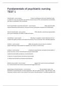 Fundamentals of psychiatric nursing TEST 1 Complete Assignment Questions And Answers Already Passed&period;