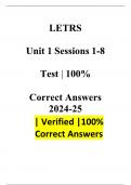LETRS Unit 1 Sessions 1-8 Test&comma; latest update 2024-2025&comma; Verified Correct Answers&period;