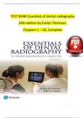 TEST BANK Essentials of dental radiography 10th edition by Evelyn Thomson&comma; Chapters 1 &ndash; 30&comma; Complete