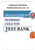 Test Bank For Management &lpar;16th Edition&rpar; - Robbins&sol;Coulter&sol;Long&comma; Chapters 1 - 18 Covered&comma; PDF