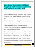 M&A Merger Models 2024&sol;2025 Exam  Questions and Corresponding Answers  with Surety of 100&percnt; Pass Mark 