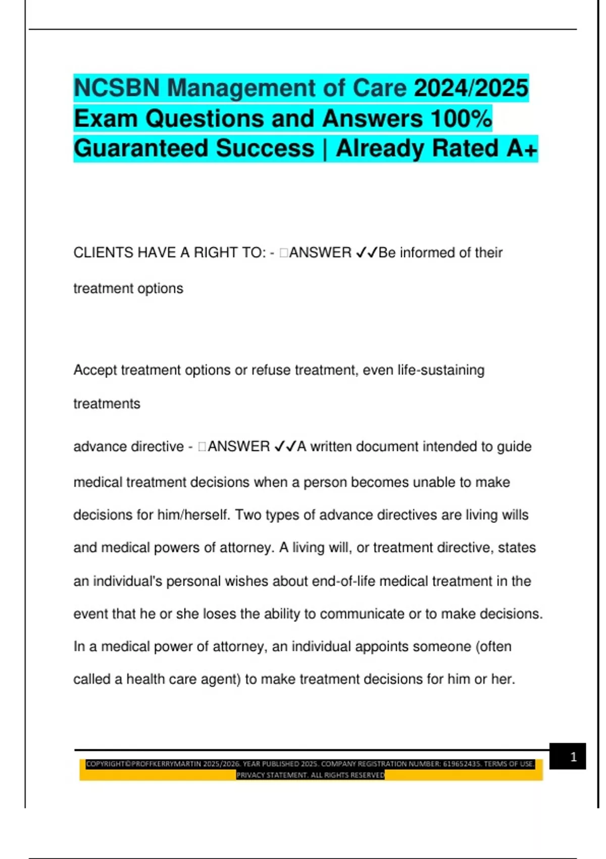 NCSBN Management of Care 2024/2025 Exam Questions and Answers 100