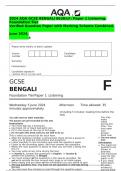 2024 AQA GCSE BENGALI 8638&sol;LF&colon; Paper 1 Listening&period; Foundation Tier  Verified Question Paper with Marking Scheme Combined&period; June 2024&period;s
