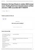 Defensive Driving Wheels in motion 2025 Actual exam &lpar;Testing Real Exam Questions&rpar;and verified Answers &lpar; 100&percnt; accurate&rpar; GET IT RIGHT&excl;&excl;