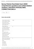 Barney Fletcher Real Estate Exam &lpar;2025&rpar; comprehensive questions and verified detailed solutions &lpar; MULTIPLE CHOICES&rpar; &vert;100&percnt; CORRECT&excl;&excl;&vert;SCORE A&plus;