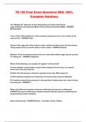 TE 150 Final Exam Questions With 100&percnt; Complete Solutions 