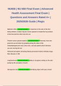 NU650 &vert; NU 650 Final Exam &vert; Advanced Health Assessment Final Exam &vert; Questions and Answers Rated A&plus; &vert; 2025&sol;2026 Guide &vert; Regis