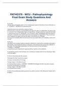 PATHO370 - WCU - Pathophysiology  Final Exam Study Questions And  Answers