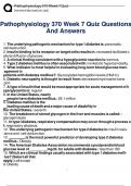 Pathophysiology 370 Week 7 Quiz Questions  And Answers 