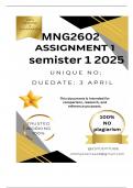 MNG2602 Assignment 1 &lpar;COMPLETE ANSWERS&rpar; Semester 1 2025 - DUE 3 April 2025
