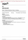 Actual 2024 AQA AS SOCIOLOGY 7191&sol;2 Paper 2 Research Methods and Topics in Sociology Merged Question Paper &plus; Mark Scheme