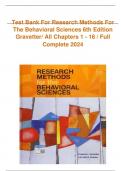 Test Bank for Research Methods for the Behavioral Sciences 6th Edition Gravetter All Chapters 1 - 16