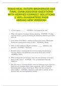 TEXAS REAL ESTATE BROKERAGE SAE  FINAL EXAM 2025&sol;2026 QUESTIONS  WITH VERIFIED CORRECT SOLUTIONS  &vert;&vert; 100&percnt; GUARANTEED PASS  <BRAND NEW VERSION> 