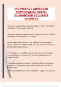 IRS VITA&sol;TCE ADVANCED CERTIFICATION EXAM &vert;GUARANTEED ACCURATE ANSWERS