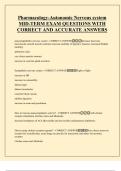 Pharmacology-Autonomic Nervous system  MID-TERM EXAM QUESTIONS WITH  CORRECT AND ACCURATE ANSWERS