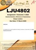 LJU4802 Assignment 1 &lpar;COMPLETE ANSWERS&rpar; Semester 1 2025 - DUE 17 March 2025