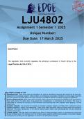 LJU4802 Assignment 1 &lpar;ANSWERS&rpar; Semester 1 2025 - DISTINCTION GUARANTEED