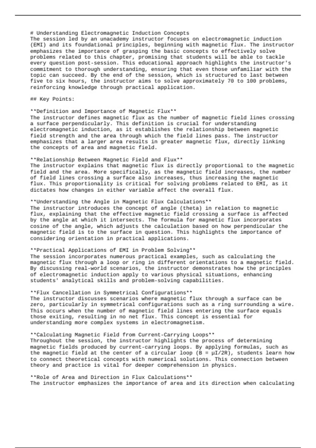 Summary **Definition and Importance of Magnetic Flux** - Physics ...
