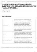 EPA RISK ASSESSOR EXAM &sol; ACTUAL TEST QUESTIONS WITH DETAILED VERIFIED ANSWERS &sol; ALREADY GRADED A