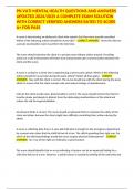 PN VATI MENTAL HEALTH QUESTIONS AND ANSWERS UPDATED 2024&sol;2025 A COMPLETE EXAM SOLUTION WITH CORRECT VERIFIED ANSWERS RATED TO SCORE A&plus; FOR PASS