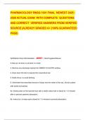 PHARMACOLOGY RNSG 1301 FINAL NEWEST 2025 - 2026 ACTUAL EXAM WITH COMPLETE QUESTIONS AND CORRECT VERIFIED ANSWERS FROM VERIFIED SOURCE &vert;ALREADY GRADED A&plus; &lpar;100&percnt; GUARANTEED PASS&rpar;