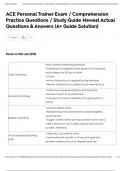 ACE Personal Trainer Exam &sol; Comprehension Practice Questions &sol; Study Guide Newest Actual Questions & Answers &lpar;A&plus; Guide Solution&rpar;