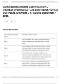 QUICKBOOKS ONLINE CERTIFICATION &sol; &lpar;NEWEST UPDATED ACTUAL EXAM QUESTIONS & COMPLETE ANSWERS &sol; A&plus; SCORE SOLUTION &sol; 2025&period;