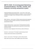 MKTG 2150&colon; Ch&period;12 Integrated Marketing Communications&colon; The Mix&comma; Trends&comma; and Industry correctly answered to pass