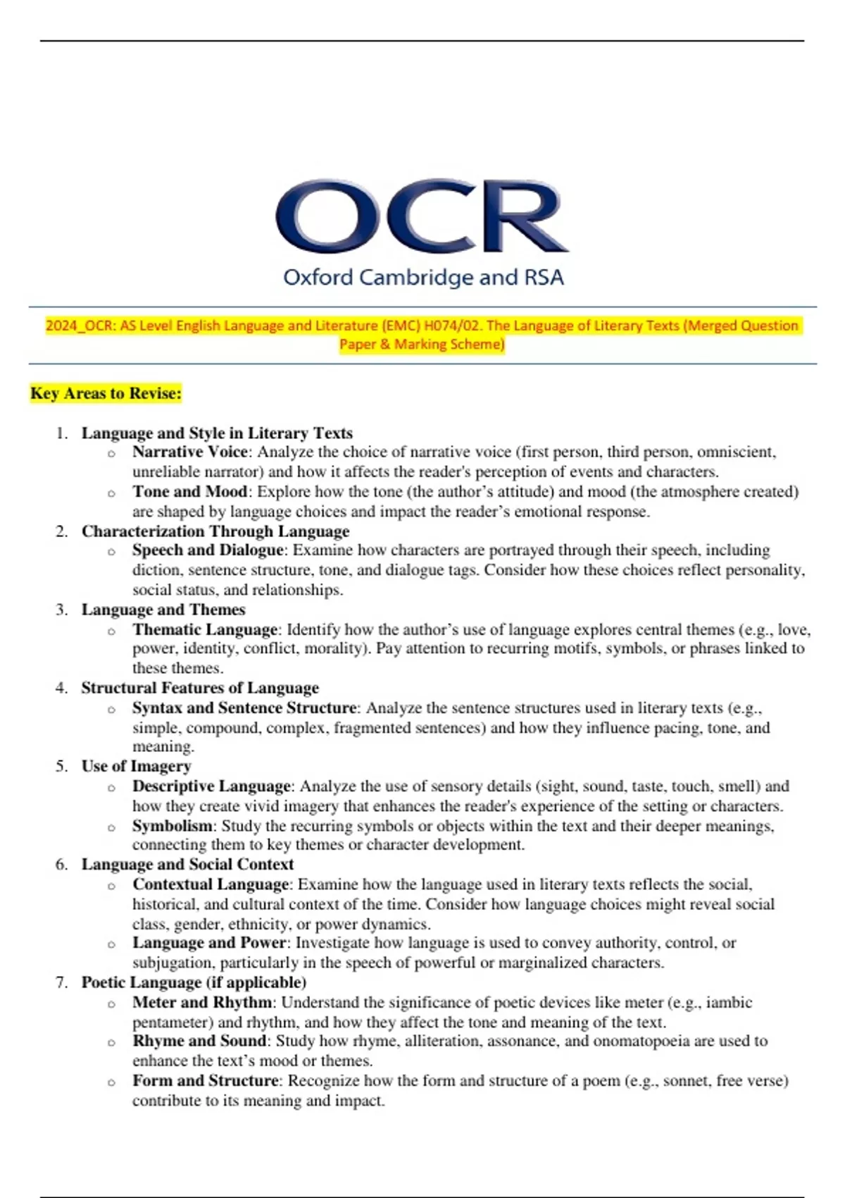 2024_OCR: AS Level English Language and Literature (EMC) H074/02. The ...