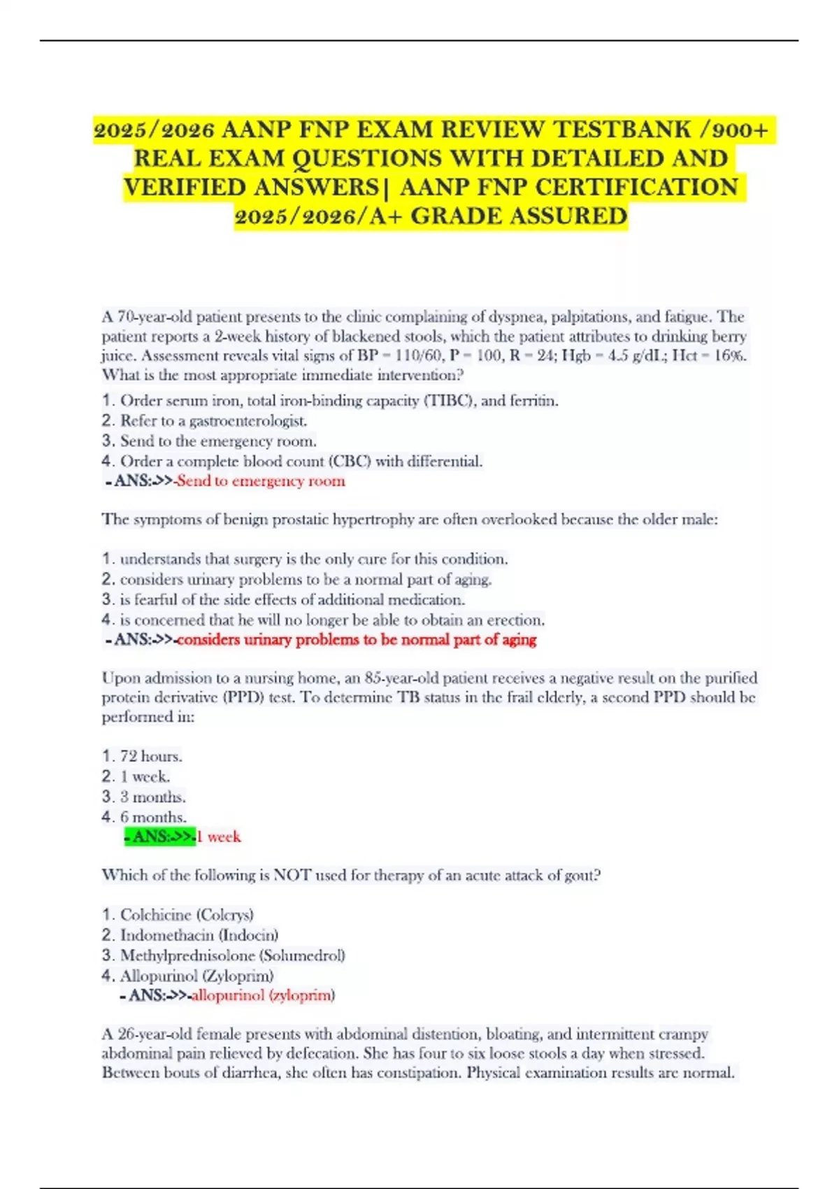 2025/2026 AANP FNP EXAM REVIEW TESTBANK /900+ REAL EXAM QUESTIONS WITH ...