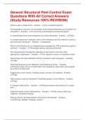 General Structural Pest Control Exam Questions With All Correct Answers &lpar;Study Resources 100&percnt; REVISION&rpar;