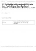 CPP Certified Payroll Professional APA &lpar;Master Exam Practice&rpar; Actual Exam Questions &sol; Complete Accurate Quizzes with Verified Answers &sol;