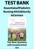 Essentials of Pediatric Nursing 4th Edition Kyle Carman Test Bank