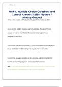 PMH-C Multiple Choice Questions and  Correct Answers&sol; Latest Update &sol;  Already Graded