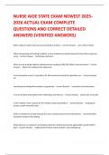 NURSE AIDE STATE EXAM NEWEST 2025-2026 ACTUAL EXAM COMPLETE QUESTIONS AND CORRECT DETAILED ANSWERS &lpar;VERIFIED ANSWERS&rpar;